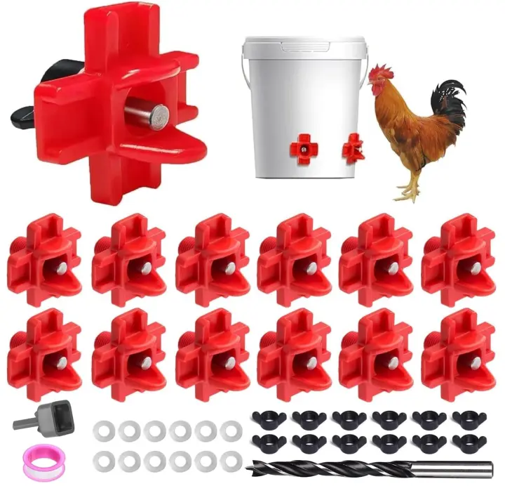 12-Pack Horizontal Poultry Water Nipples with Drill Bit Kit