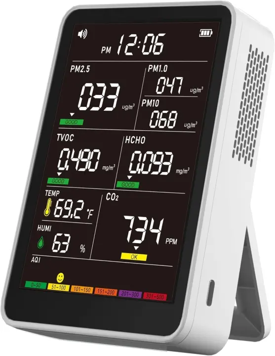 16-in-1 Portable Indoor Air Quality Monitor with HD Color Screen