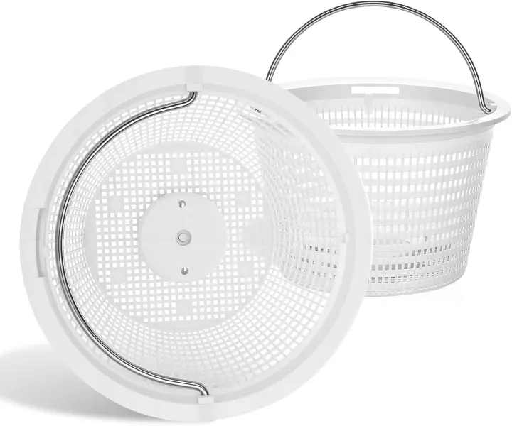 2-Pack 8in Weighted Pool Skimmer Baskets with 316 Stainless Handles