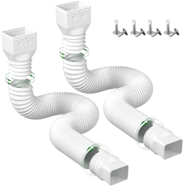 2-Pack Flexible Downspout Extensions — Extend 21–68 in, White