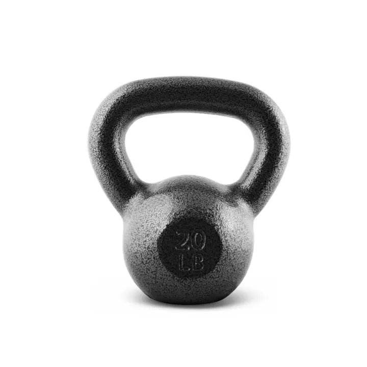 20 lb Cast Iron Kettlebell — Solid One-Piece, Black Enamel