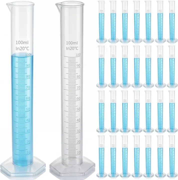 30-Pack 100 ml Plastic Graduated Cylinders — Bulk Lab Measuring Set