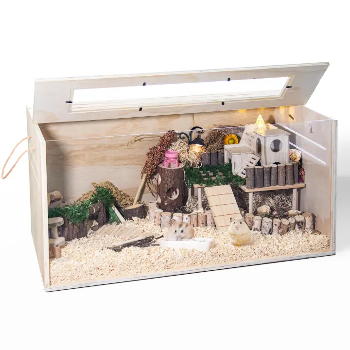 32-inch Pine Wooden Habitat for Guinea Pigs, Hamsters & Small Pets