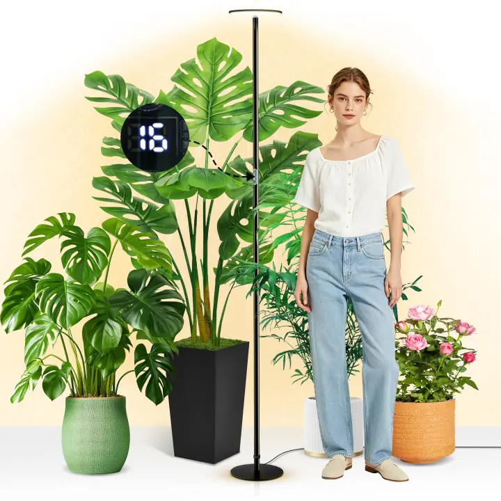 40W Tall Full‑Spectrum LED Grow Light Floor Lamp (Adjustable to 85")