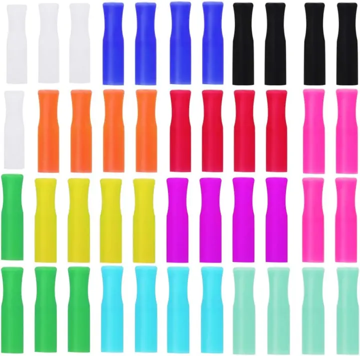 44-Piece Silicone Tips for 6mm Metal Straws — Assorted Colors