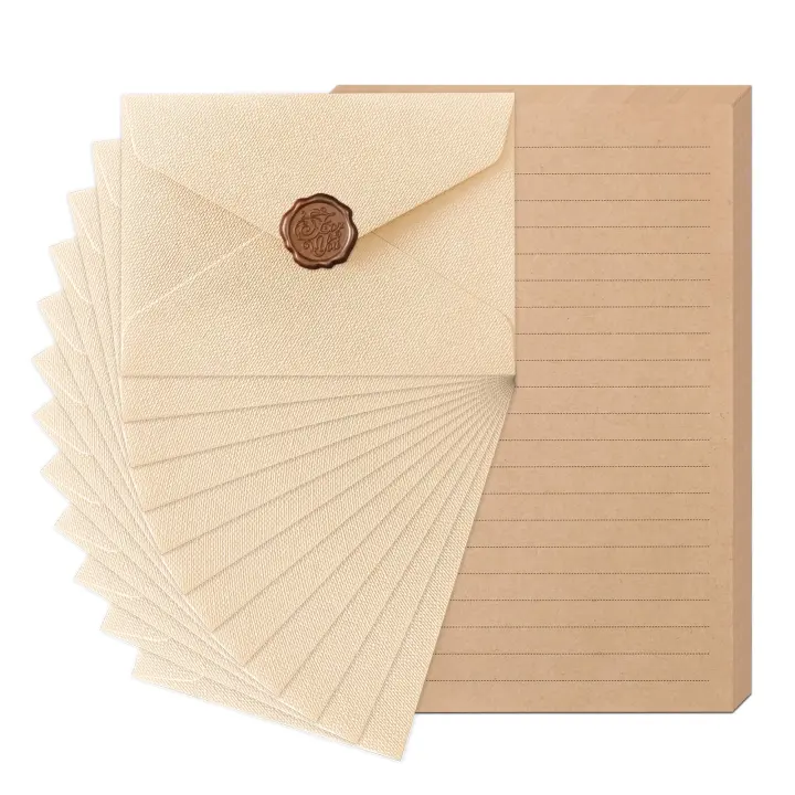 48-Piece Letter Writing Set — Kraft Sheets & Linen Envelopes