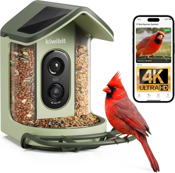 4K Solar Smart Bird Feeder Camera — Mini Outdoor Feeder with AI
