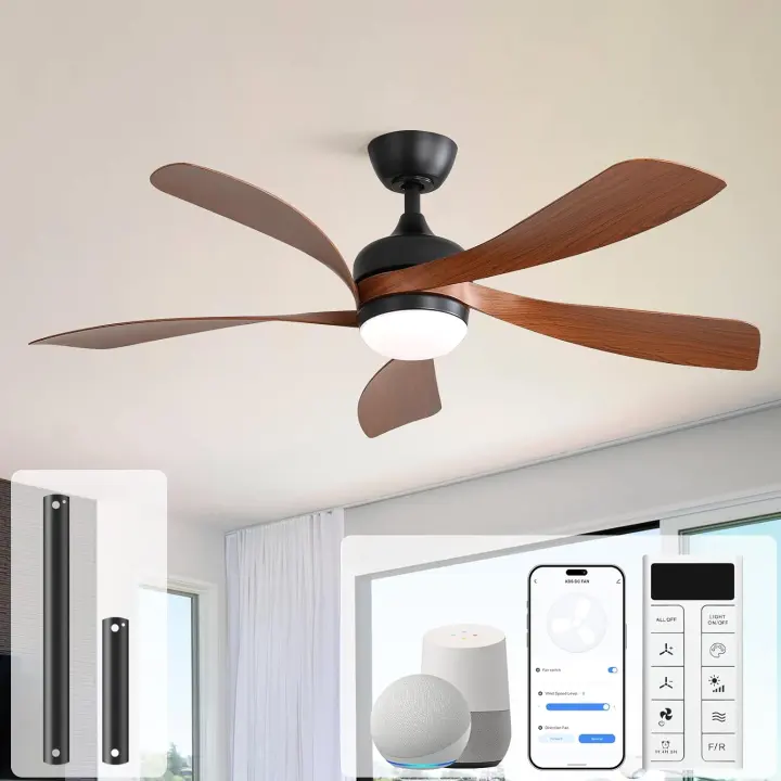 52-inch Smart Indoor/Outdoor Ceiling Fan with Light — DC Motor, App/Voice/Remote