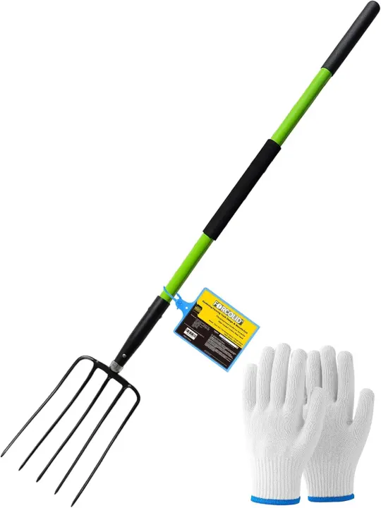 57-Inch 5-Tine Fiberglass-Handled Heavy-Duty Garden Pitch Fork