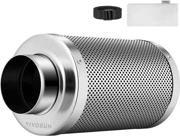 6-Inch Carbon Air Filter with Pre-Filter — 413 CFM, Reversible Flange