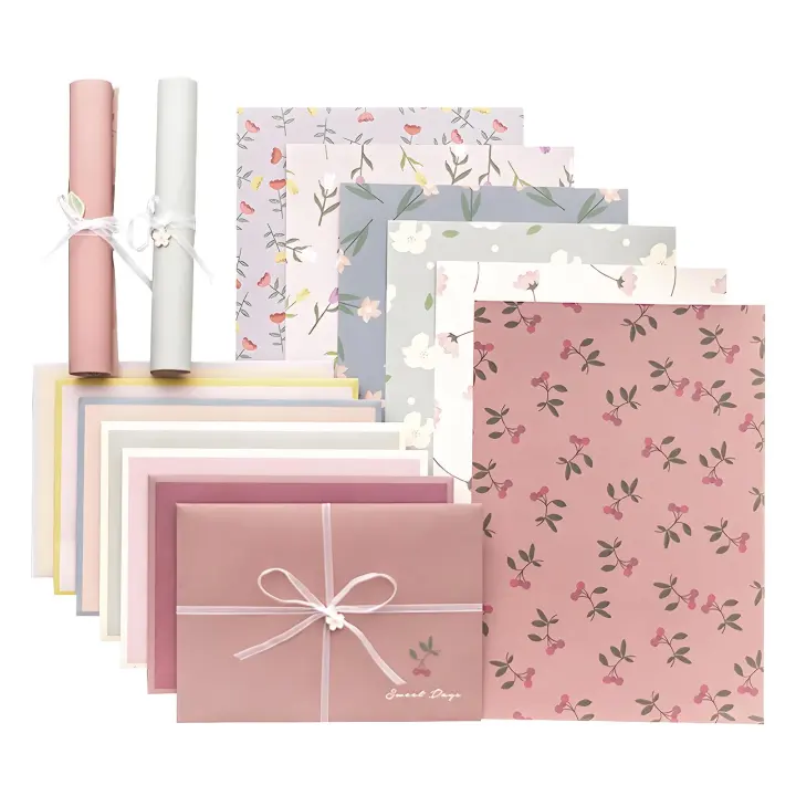 72-Piece Floral Writing Paper & Envelope Set — Cute Stationery Kit