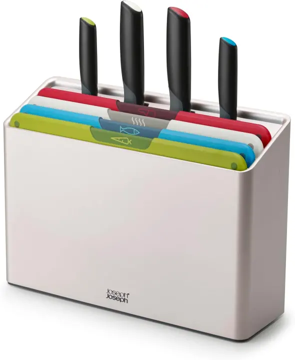 8-Piece Colour-Coded Cutting Board & Knife Set with Slim Case