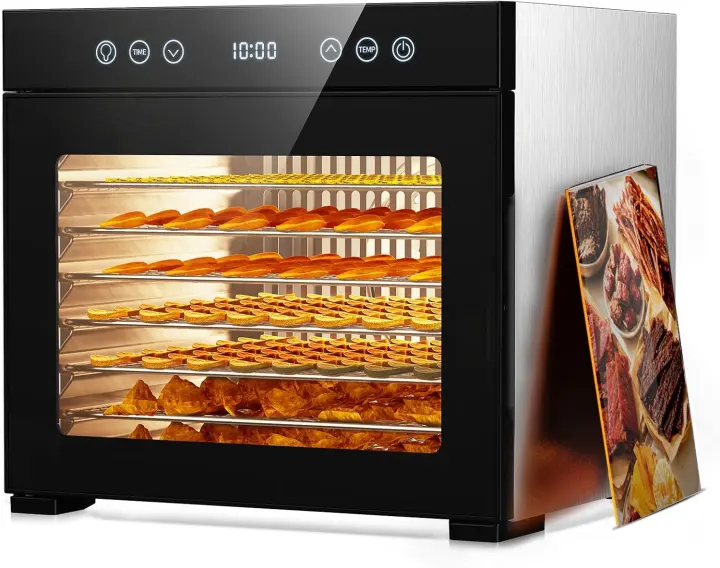 8‑Tray Stainless Steel Food Dehydrator — 650W, 95–167°F, Timed Drying