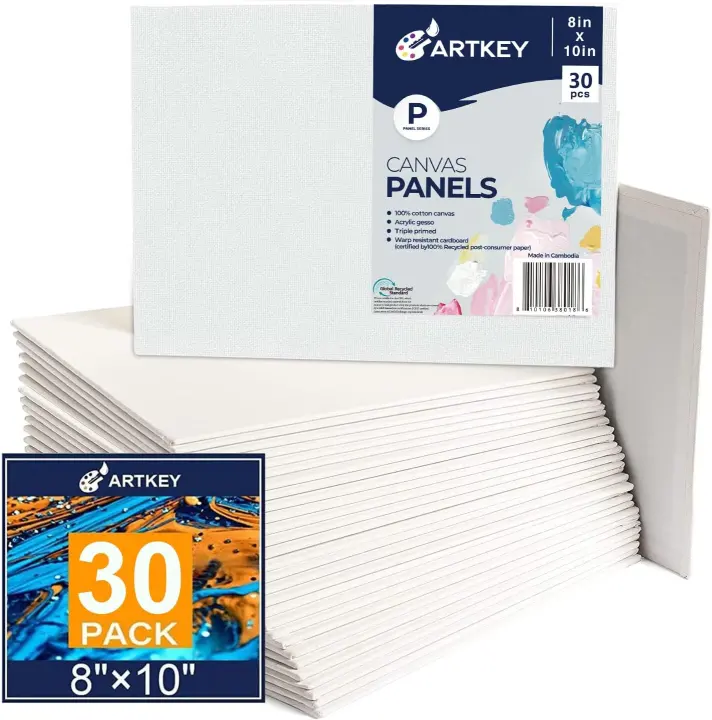 8x10 Cotton Canvas Panels — 30-Pack, 10 oz Primed Art Boards