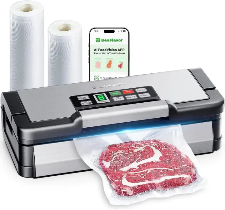 95kPa Dual-Pump Vacuum Sealer Machine — Double Heat Seal & Built-In Cutter
