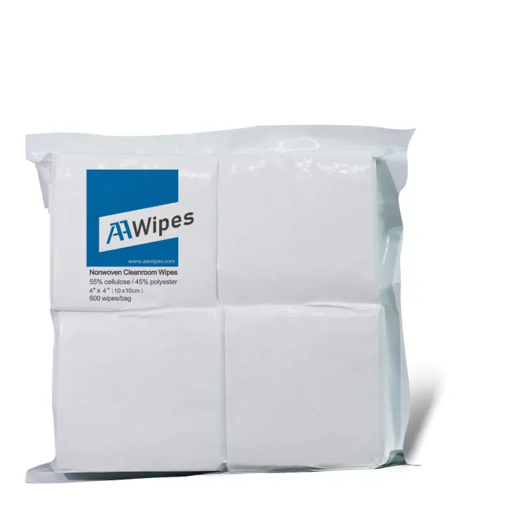 AAwipes 4" x 4" Lint-Free Cleanroom Nonwoven Wipes — Cellulose/Polyester, 600 ct
