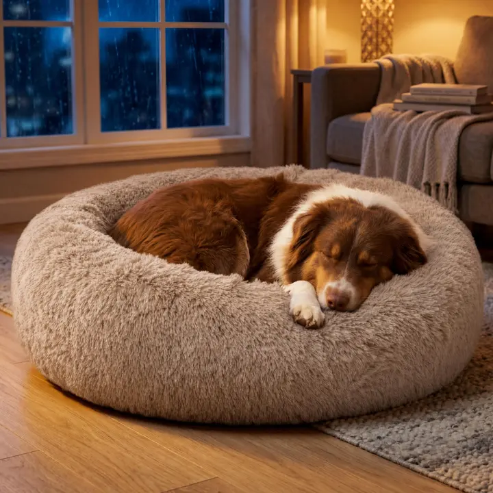 Calming Donut Dog Bed — Large Orthopedic Washable Bolster (36in)