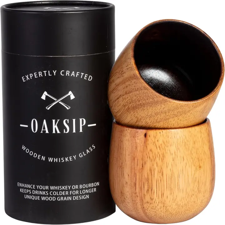 Charred Oak Wooden Bourbon Glass — Whiskey Drinking Cup