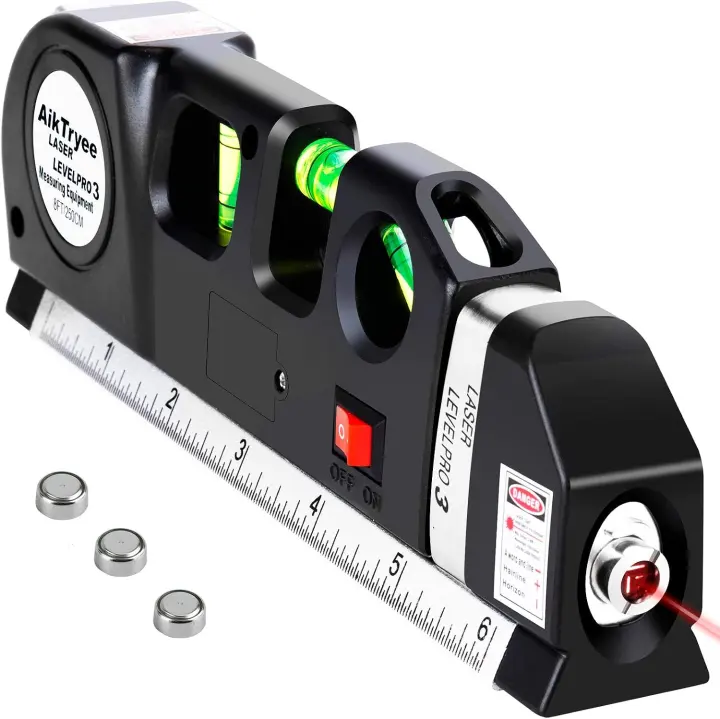 Cross-Line Laser Level Kit with 2.5m Tape and Bubble Vials