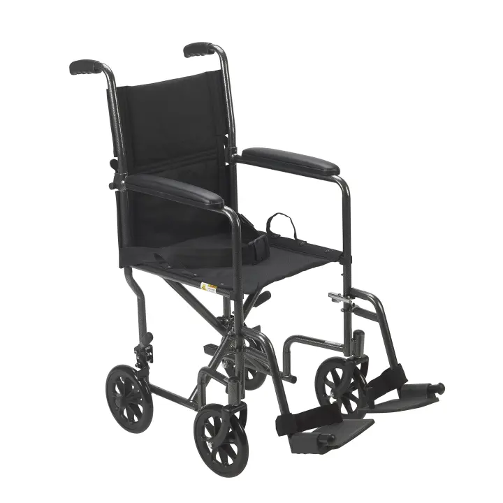 Drive Medical TR39E-SV Lightweight Steel Transport Wheelchair — Silver
