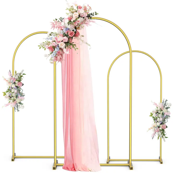 Gold Metal Arch Backdrop Stand Set — 3-Piece (7.2', 6.6', 6')