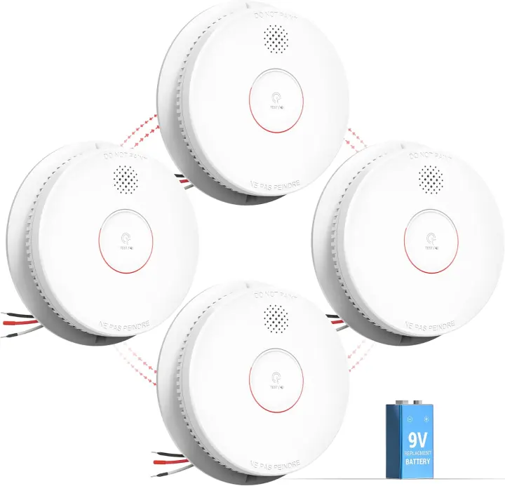 Hardwired Photoelectric Smoke Alarm with 9V Backup — Interconnected Detector