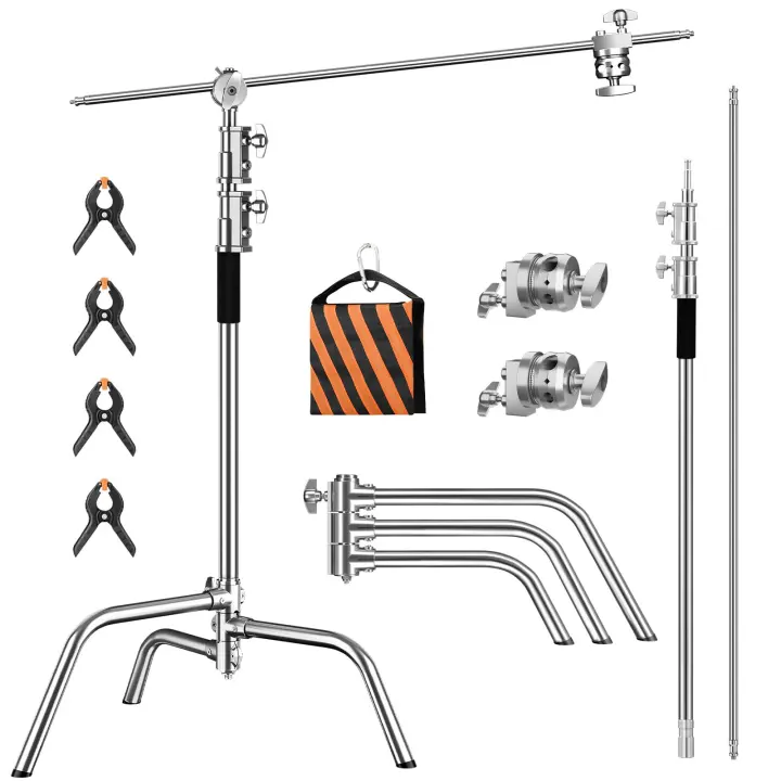 Heavy-Duty Stainless Steel C-Stand with 6.9 ft Boom Arm