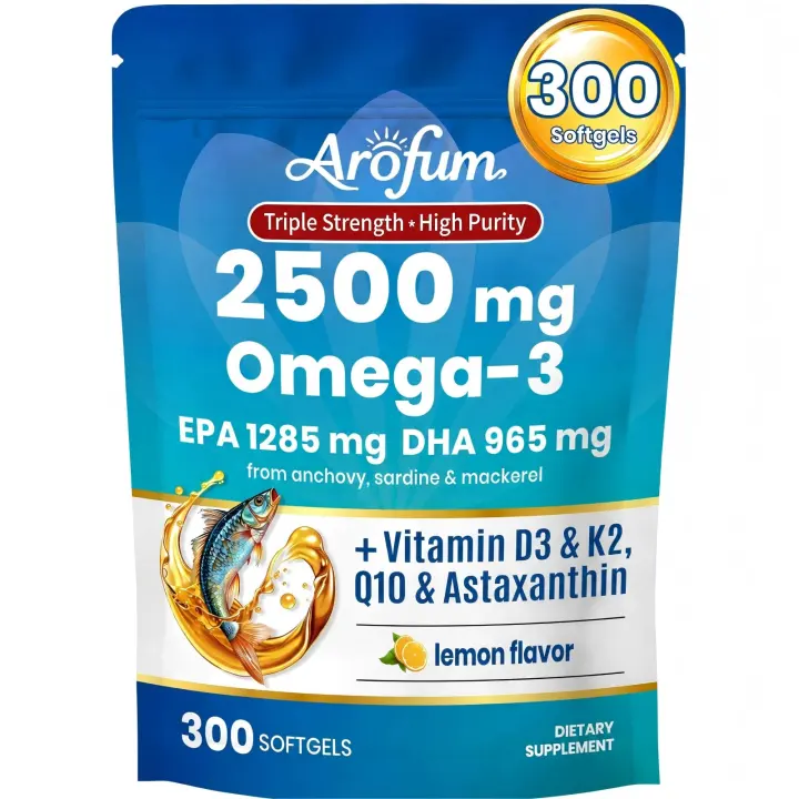 High-Potency Omega-3 Fish Oil with D3 & K2 — 300 Softgels