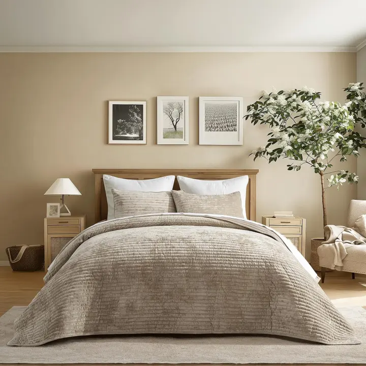 King Channel Velvet Quilt Set — Oversized Plush Bedspread