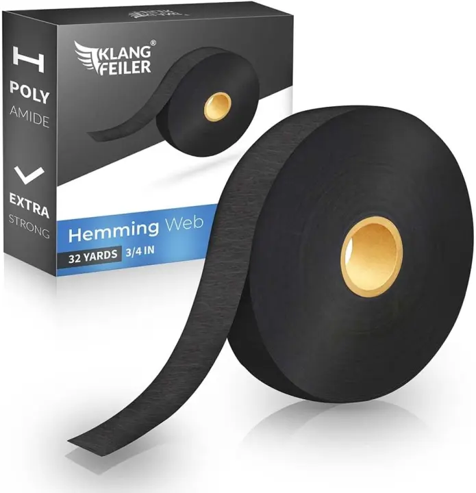 Klangfeiler Iron-On Hem Tape, Black — 3/4" x 32 yd, Heavy-Duty