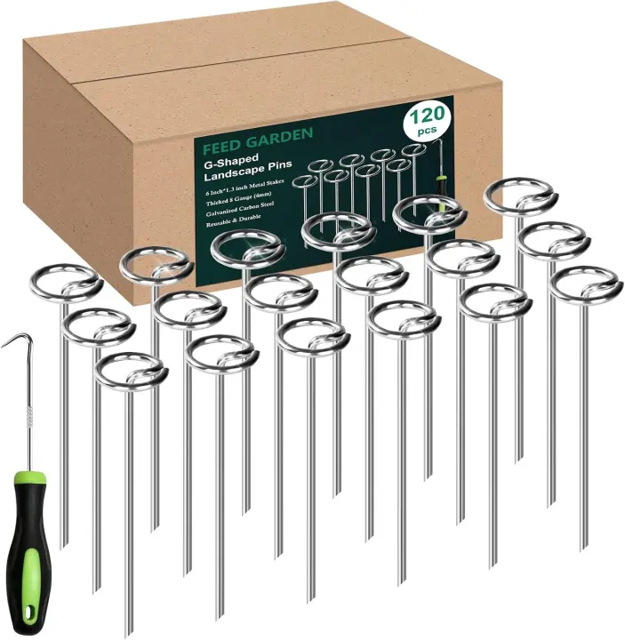 Landscape Staples — 120-Pack 6 in 8-Gauge Galvanized Garden Stakes