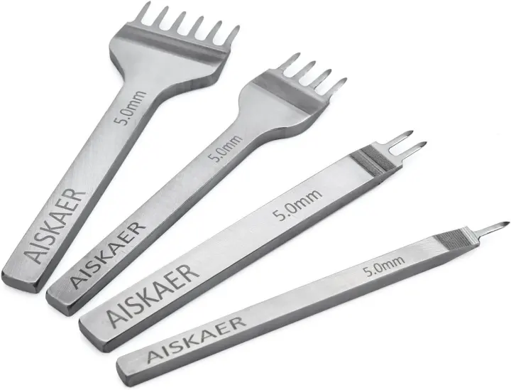 Leather Stitching Punch Set — Diamond Chisel Irons (1/2/4/6 Prong, 5mm)