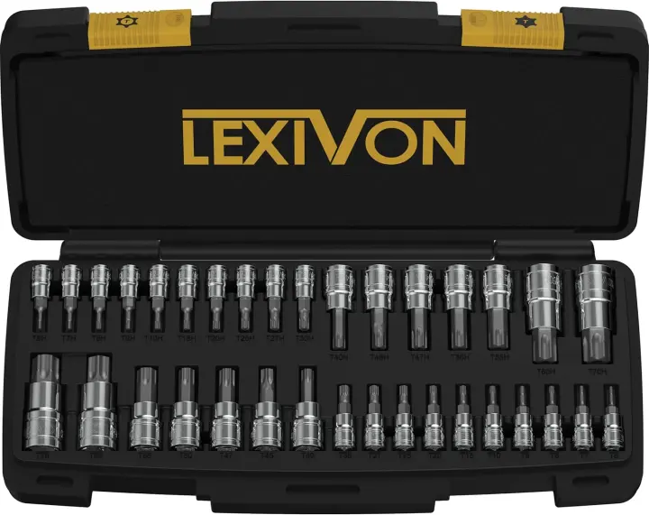 LEXIVON 34-Piece Torx Bit Socket Set — Solid & Tamper-Proof Kit