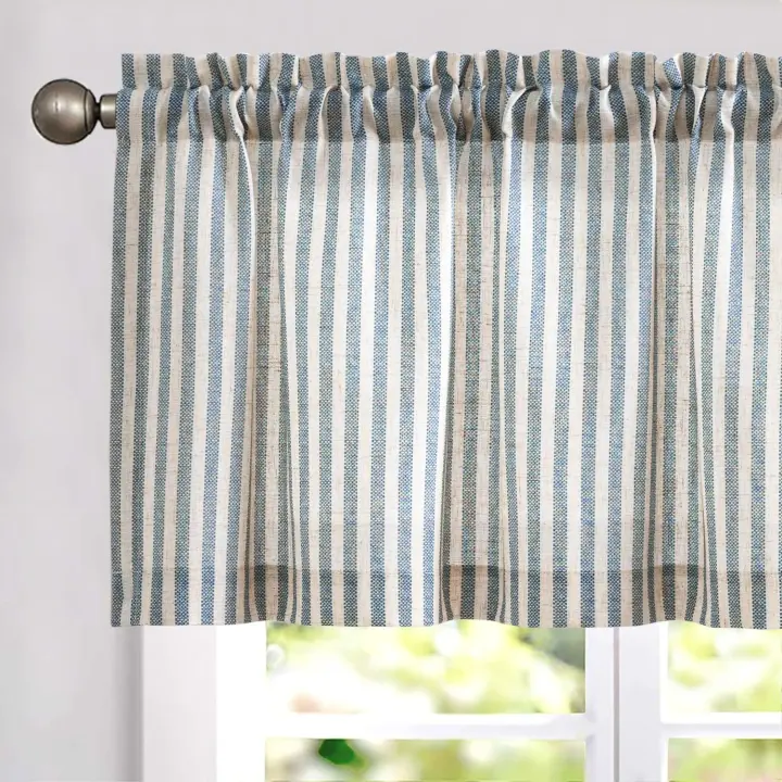 Linen Stripe Valance Curtain — 50 x 16 in Rod-Pocket Panel