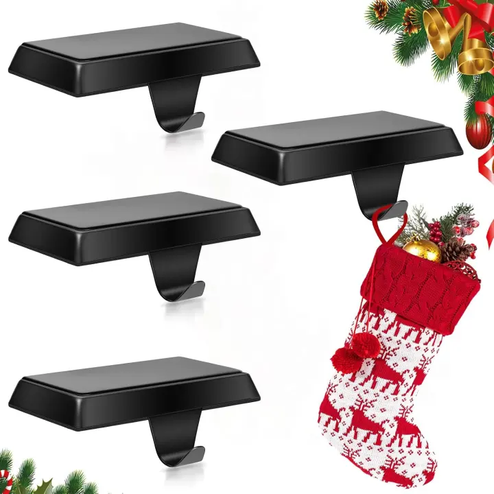 Metal Stocking Holders Set of 6 — Heavy-Duty Mantel Hangers