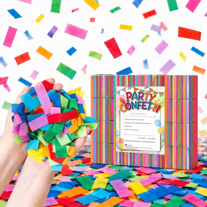 Multicolor Biodegradable Tissue Confetti — 1.1 lb (≈12,000 pcs)
