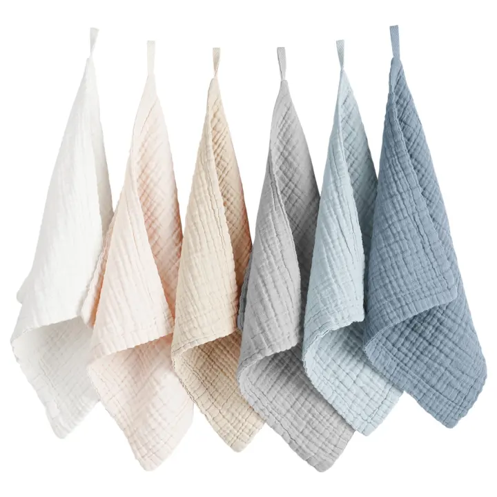 Muslin Cotton Face Cloths — 6-Pack 11x11 Soft Reusable Washcloths