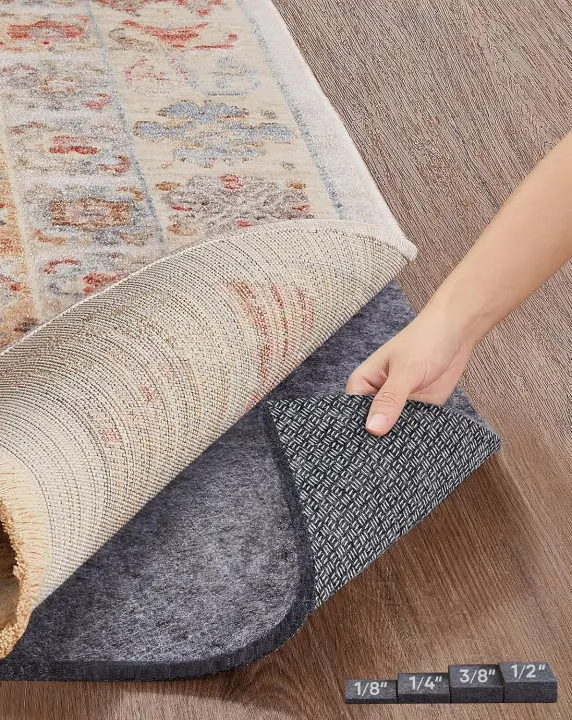 Non‑Slip Felt & Silicone Rug Pad Gripper — 8 x 10 ft, 1/4 in Cushion