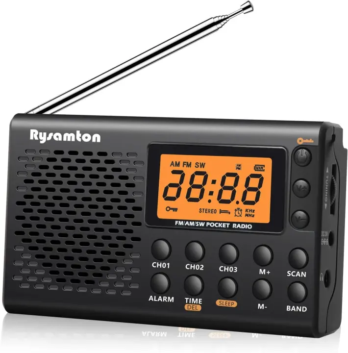 Portable AM/FM/SW Pocket Radio with Clock, Alarm & Sleep Timer