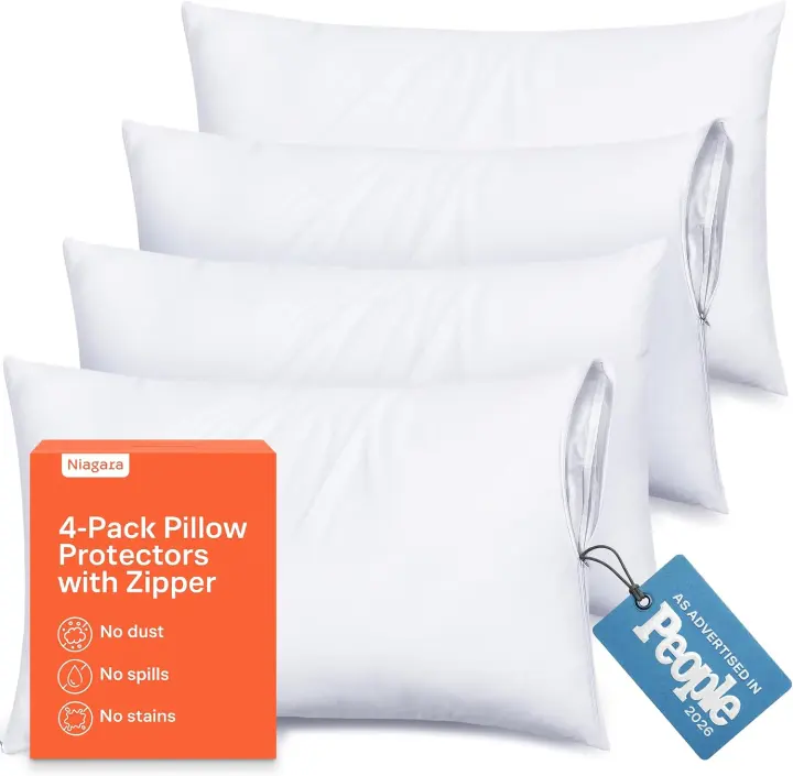 Queen Pillow Protectors — Ultra-Soft Zippered Set of 4