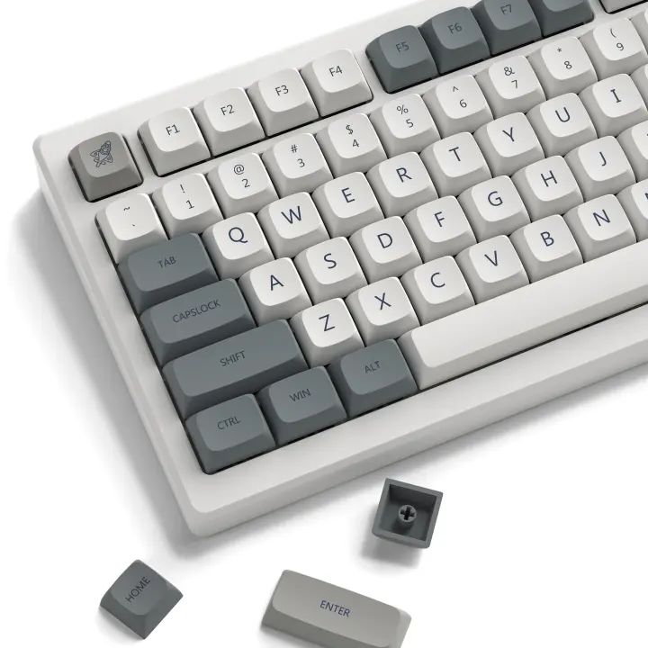 Retro XDA PBT Keycap Set — Dye-Sublimated White/Grey, 139-Piece