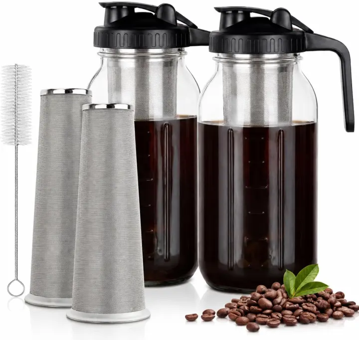 Scidea Cold Brew Coffee Maker — 2-Pack 64oz Glass Pitchers