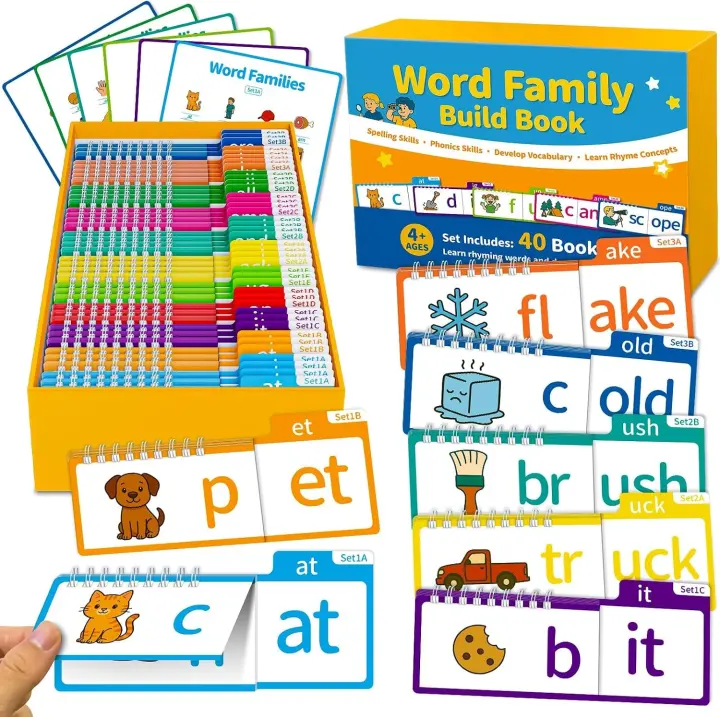 Sinoome Phonics Flip Books — 40 Read & Rhyme Word-Family Set