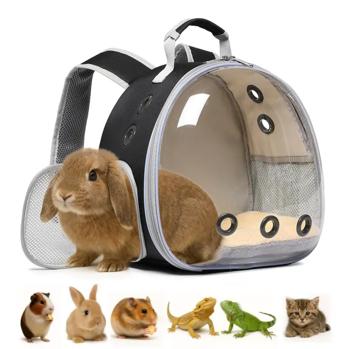 Small Pet Backpack Carrier with Clear Bubble Window for Rabbits & More