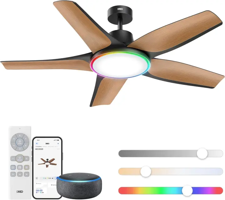 Smart RGBIC Low-Profile 52-inch Ceiling Fan with Light