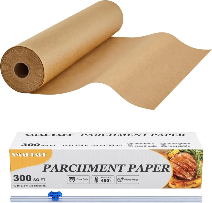 SMARTAKE Unbleached Parchment Paper Roll — 13 in x 278 ft Baking Paper