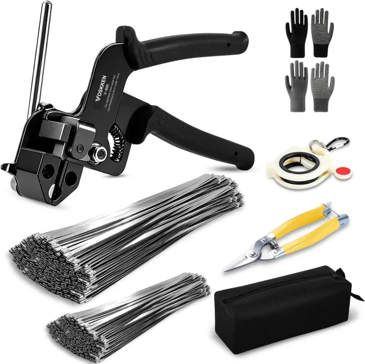 Stainless Steel Metal Zip Tie Kit with Tensioning Gun — 300-Pack