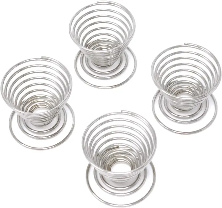 Stainless Steel Spring-Wire Egg Cup Holders — 4-Pack
