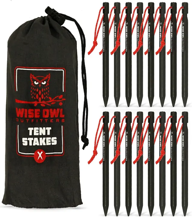 Ultralight 7075 Aluminum Tent Stakes — 16-Pack Camping & Backpacking Pegs