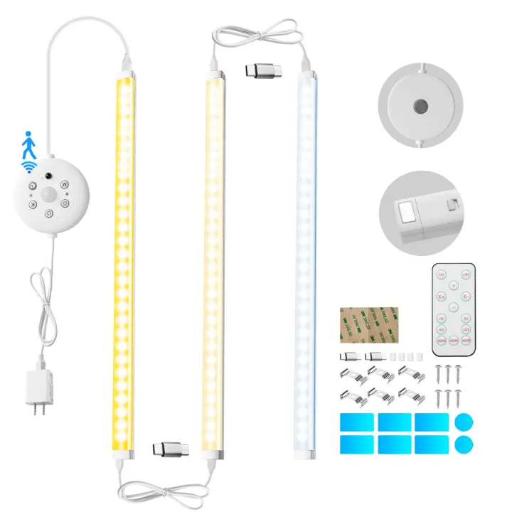 USB Plug-In LED Motion Cabinet Light Bars — Dimmable, Color-Tunable